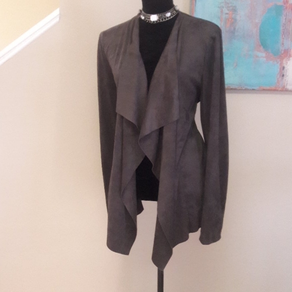 Sophie Max/Brown /Faux Suede/ Draped Front Jacket - Picture 2 of 8